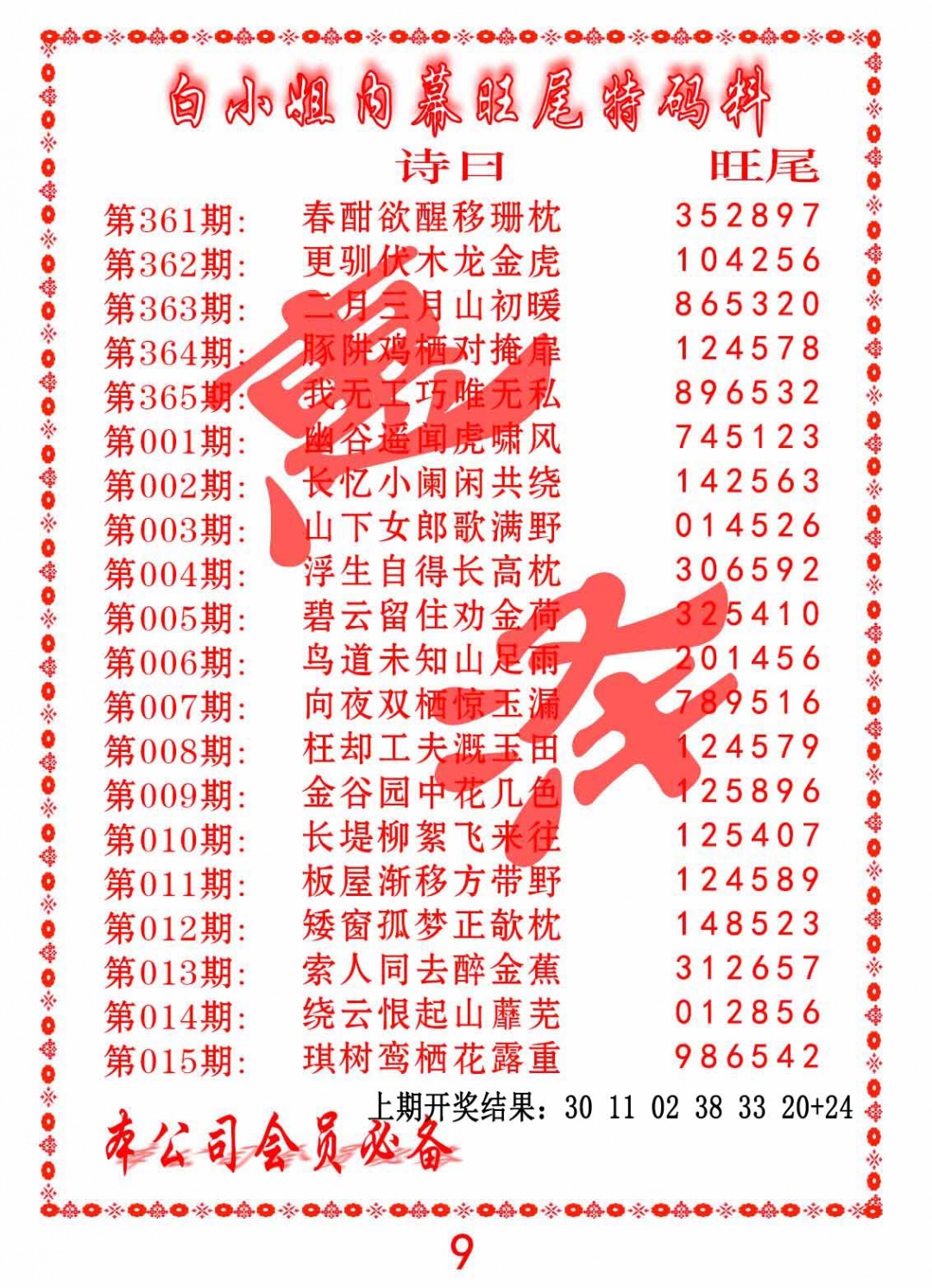 362期内幕旺尾特码料[图]