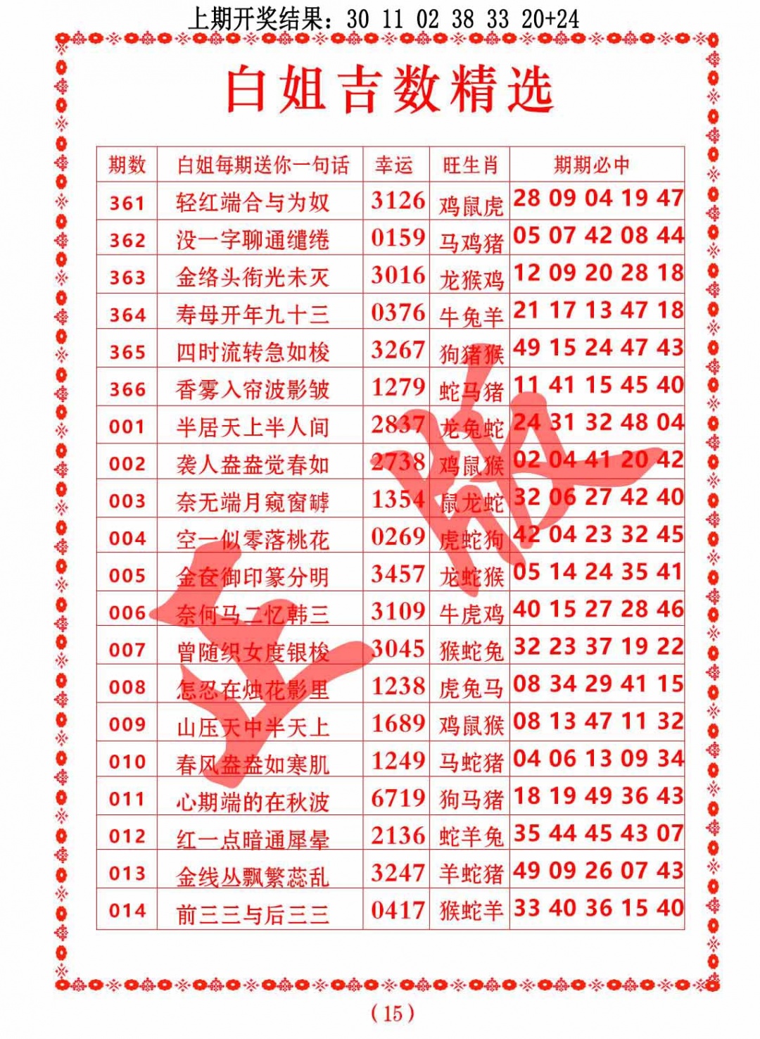 362期白姐吉数精选[图]