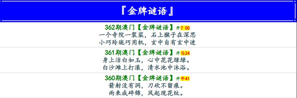 362期金牌谜语[图]