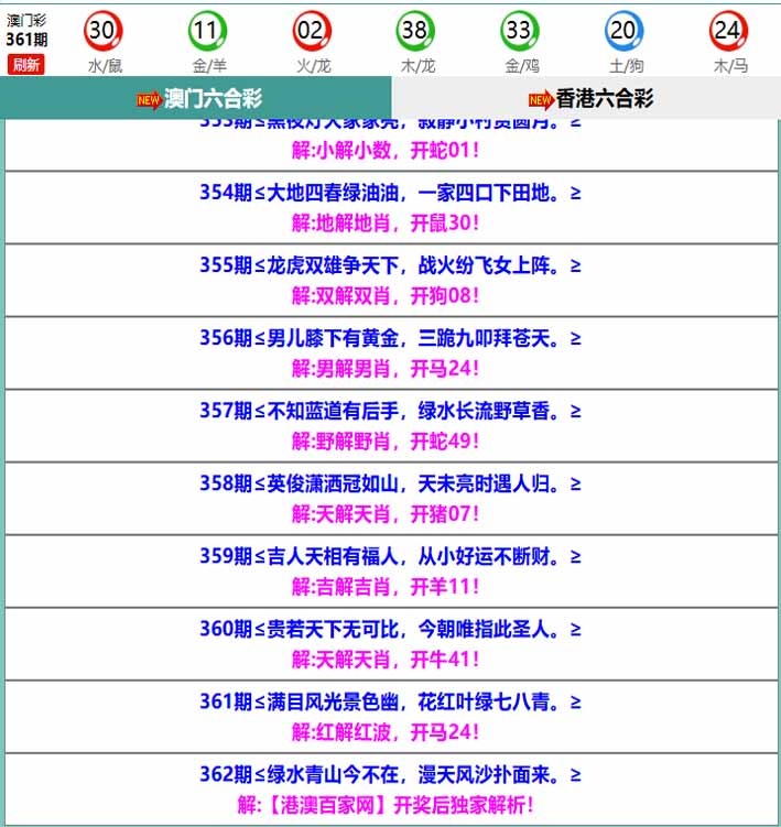 362期百家网玄机[图]